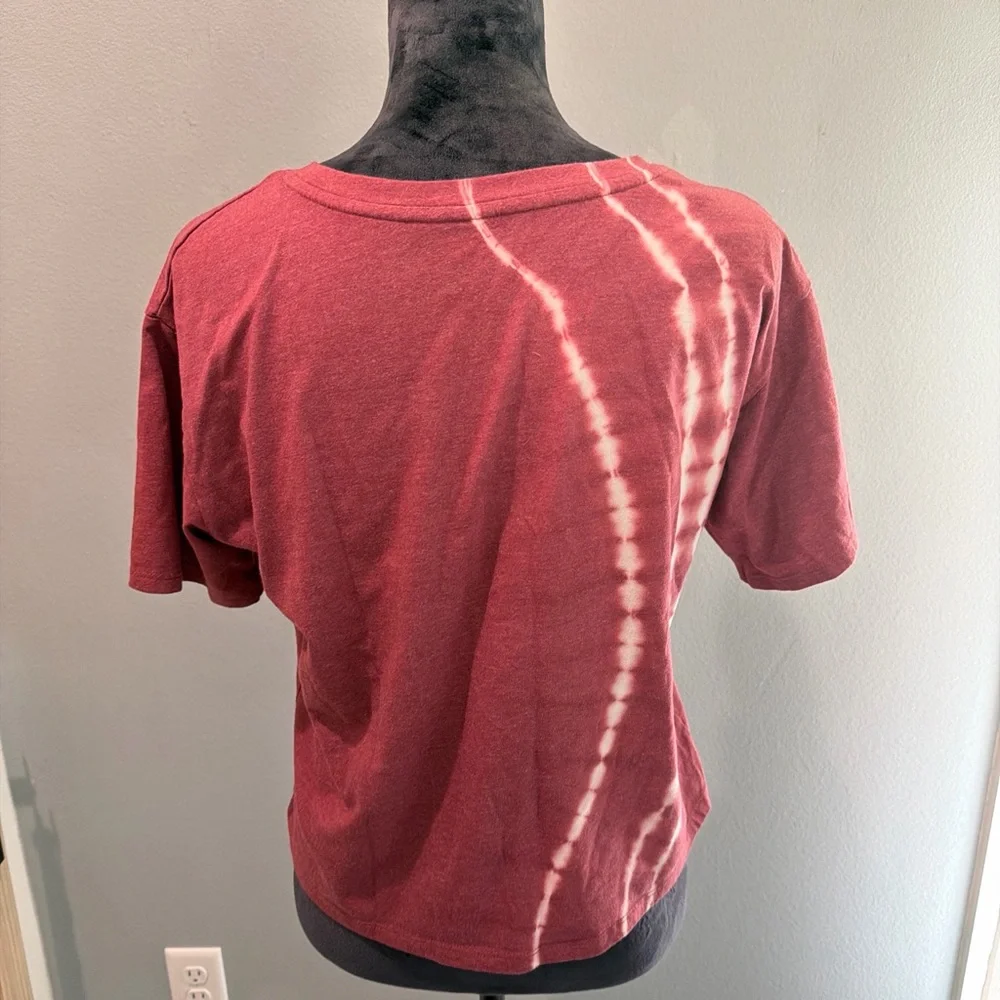 art class Maroon Tie-Dye Cropped Short Sleeve Tee Effortless Style Boho Soft 14